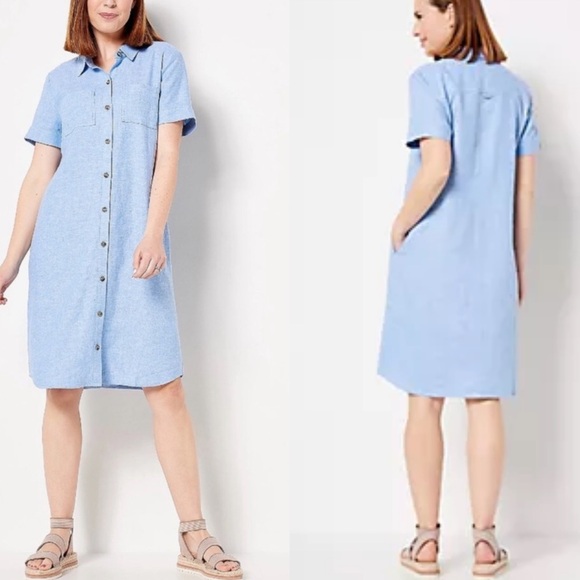 Linen Blend Shirt Dress - Picture 2 of 11